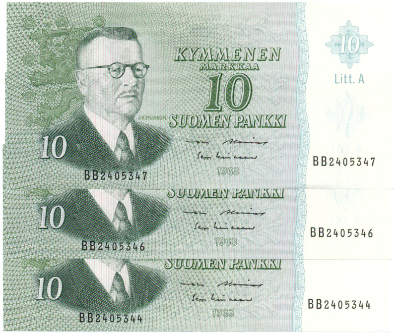 10 Markkaa 1963 Litt.A BB240534X